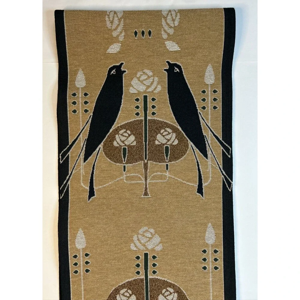 Rennie & Rose Woven Tapestry Table Runner Crow Motifs Made in USA